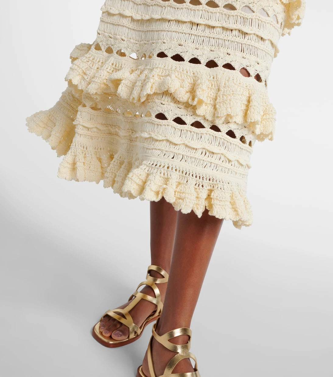 Zimmermann - Waverly ruffled crochet midi skirt