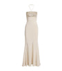 Silk Embellished Halterneck Maxi Dress CHAMPAGNE