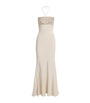 Roland Mouret Ivory Silk Embellished Halterneck Maxi Dress