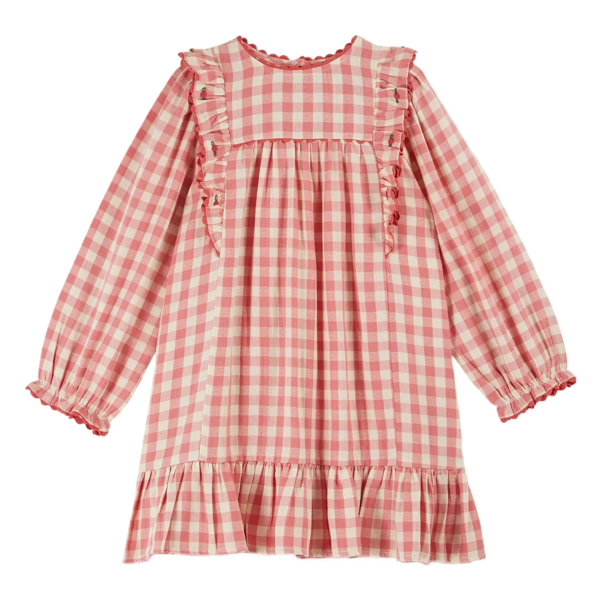 Emile et Ida - Gingham Ruffle Dress | Pink