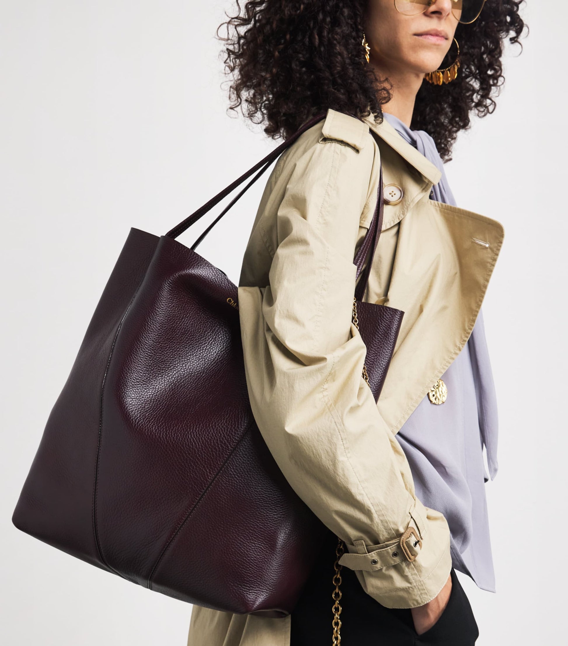 Large Leather Spin Tote Bag