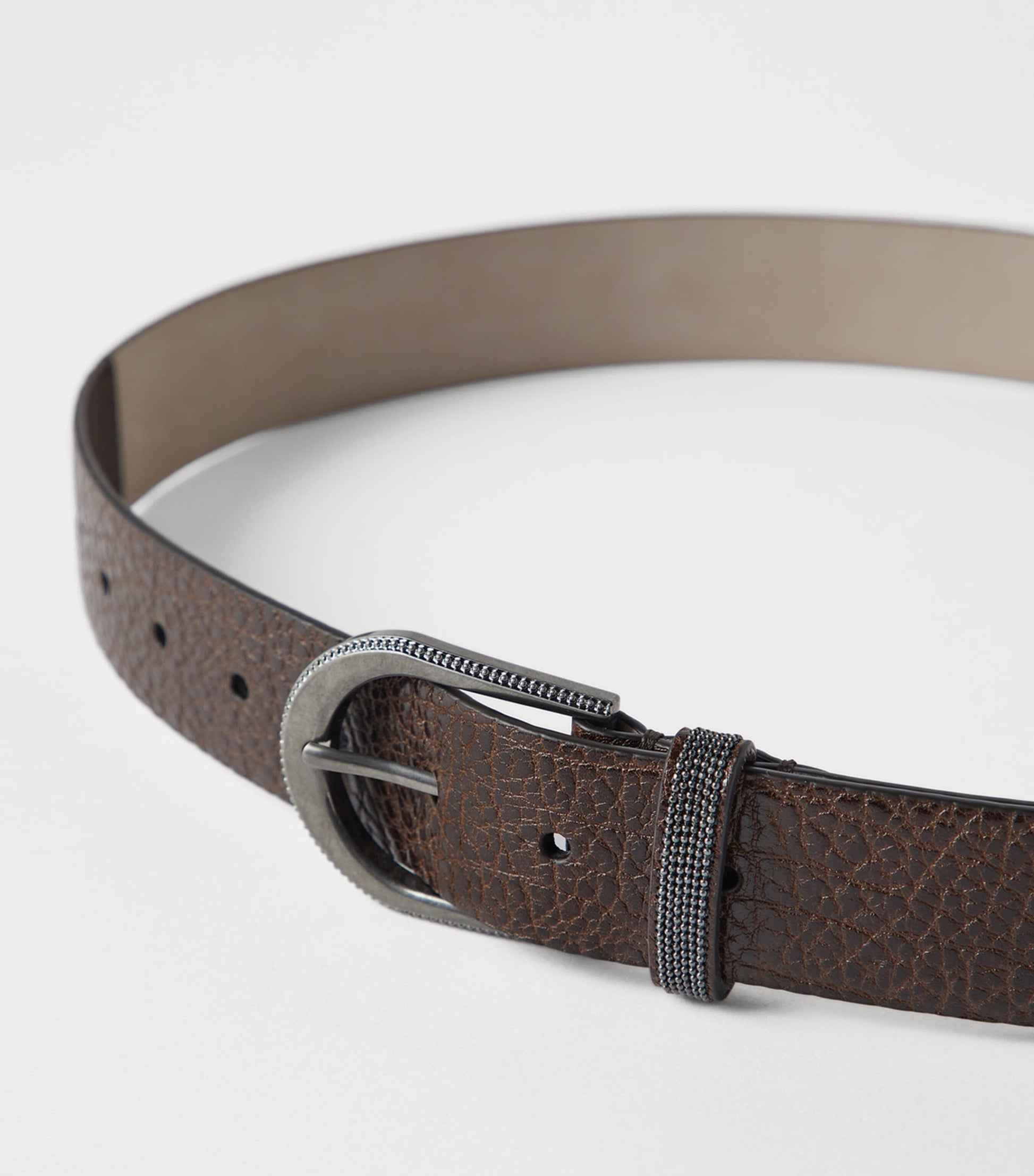 Brown Hammered Calfskin Belt
