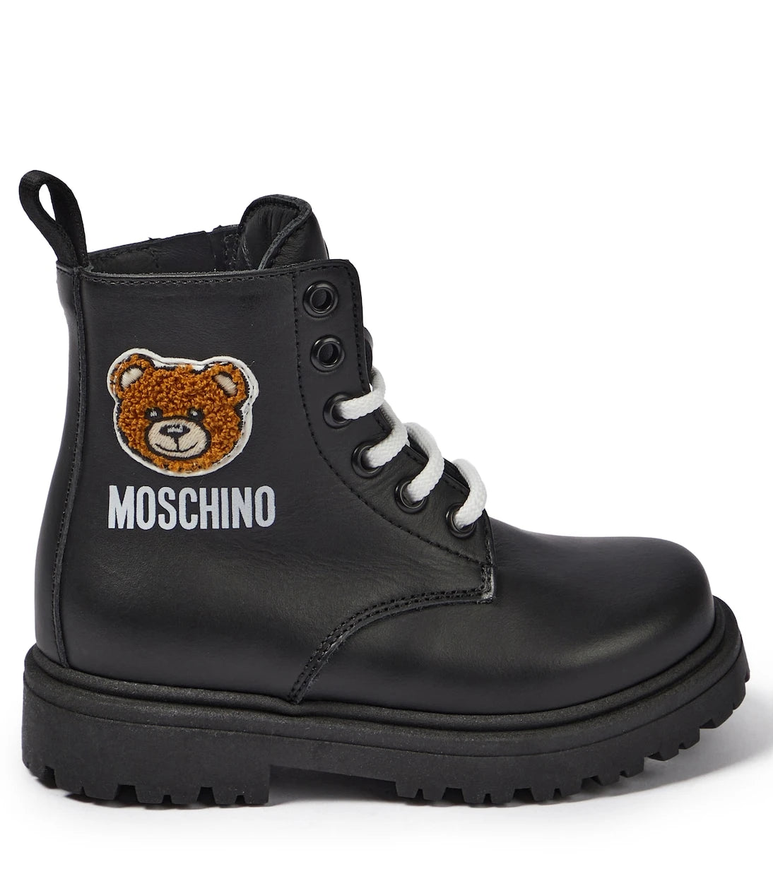 Moschino Kids - Teddy leather lace-up boots