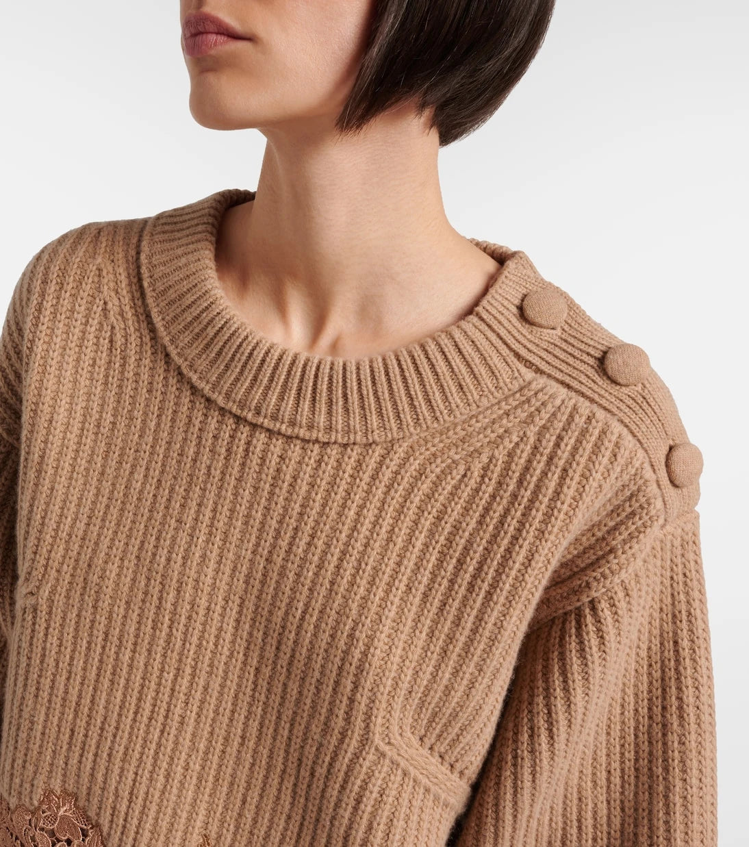 Chloé - Lace-trimmed wool and cashmere sweater