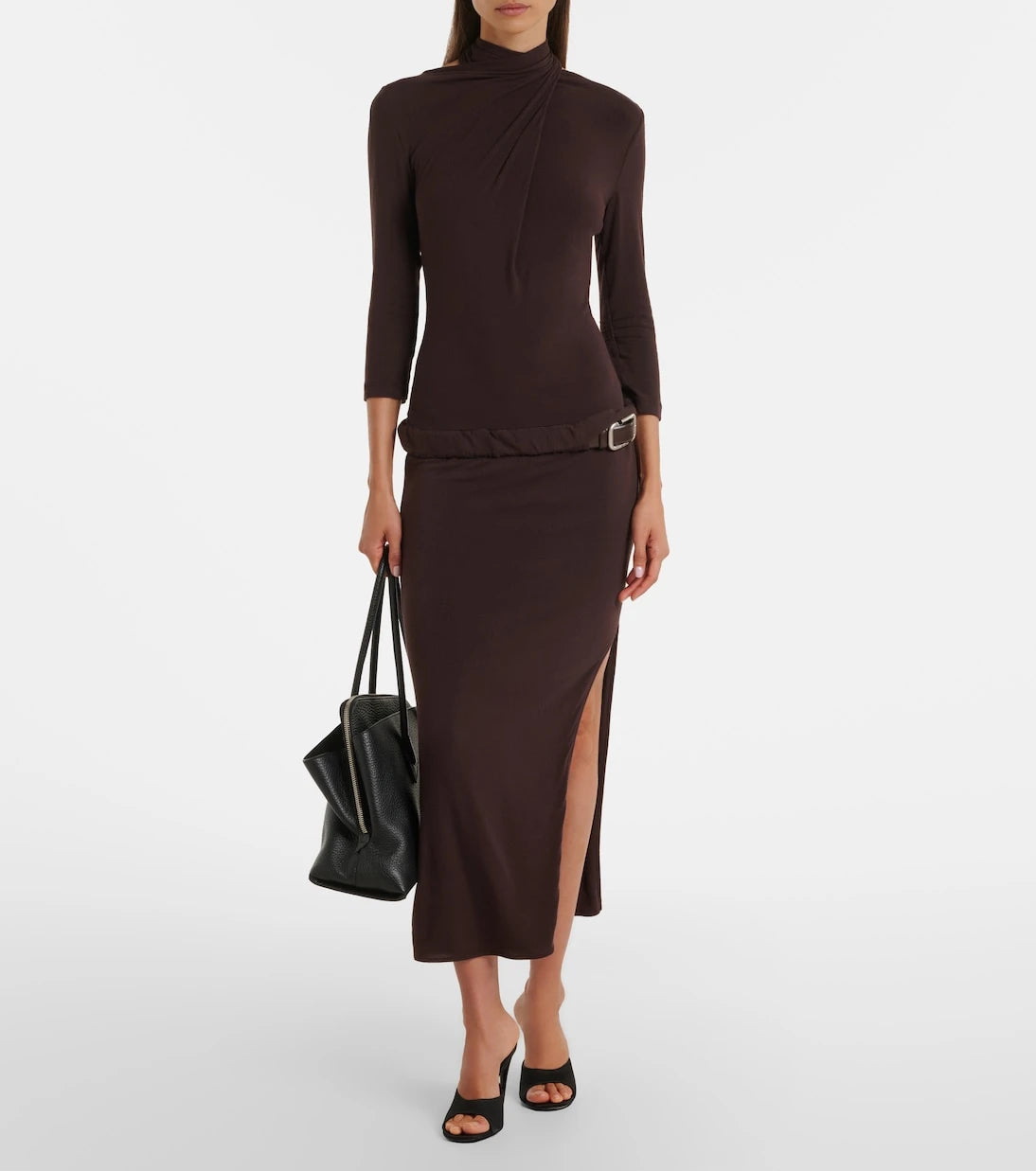 The Attico - Draped open-back jersey midi dress
