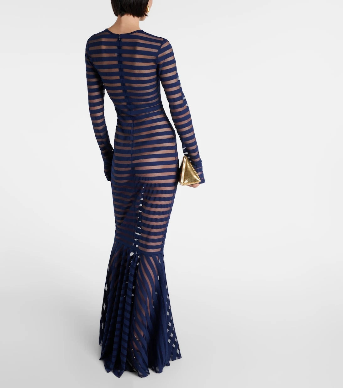 Norma Kamali - Striped mesh gown