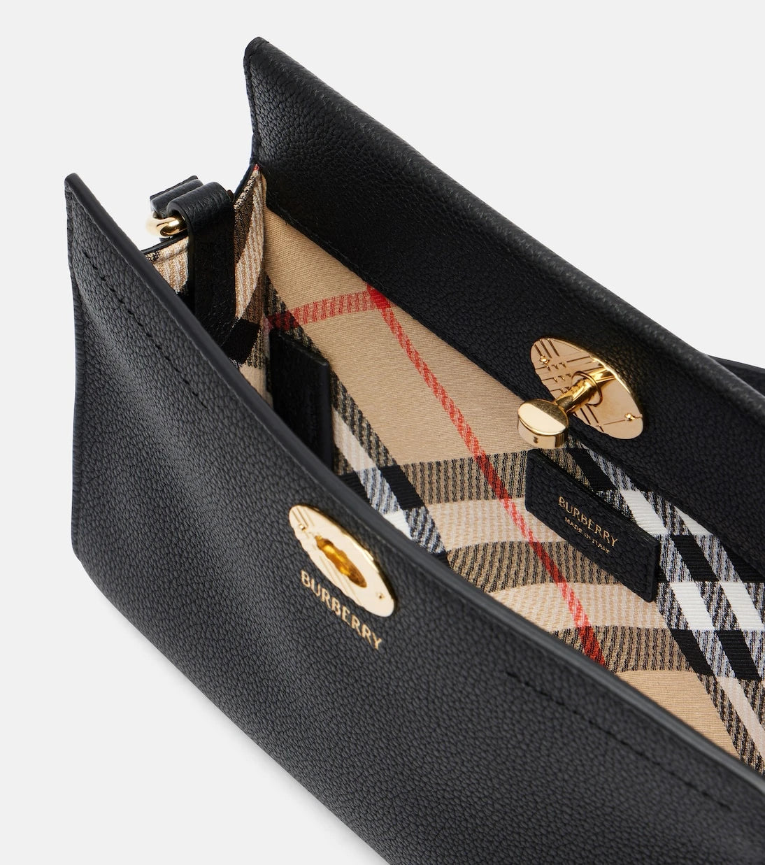 Burberry - حقيبة كروس بودي صغيرة من الجلد