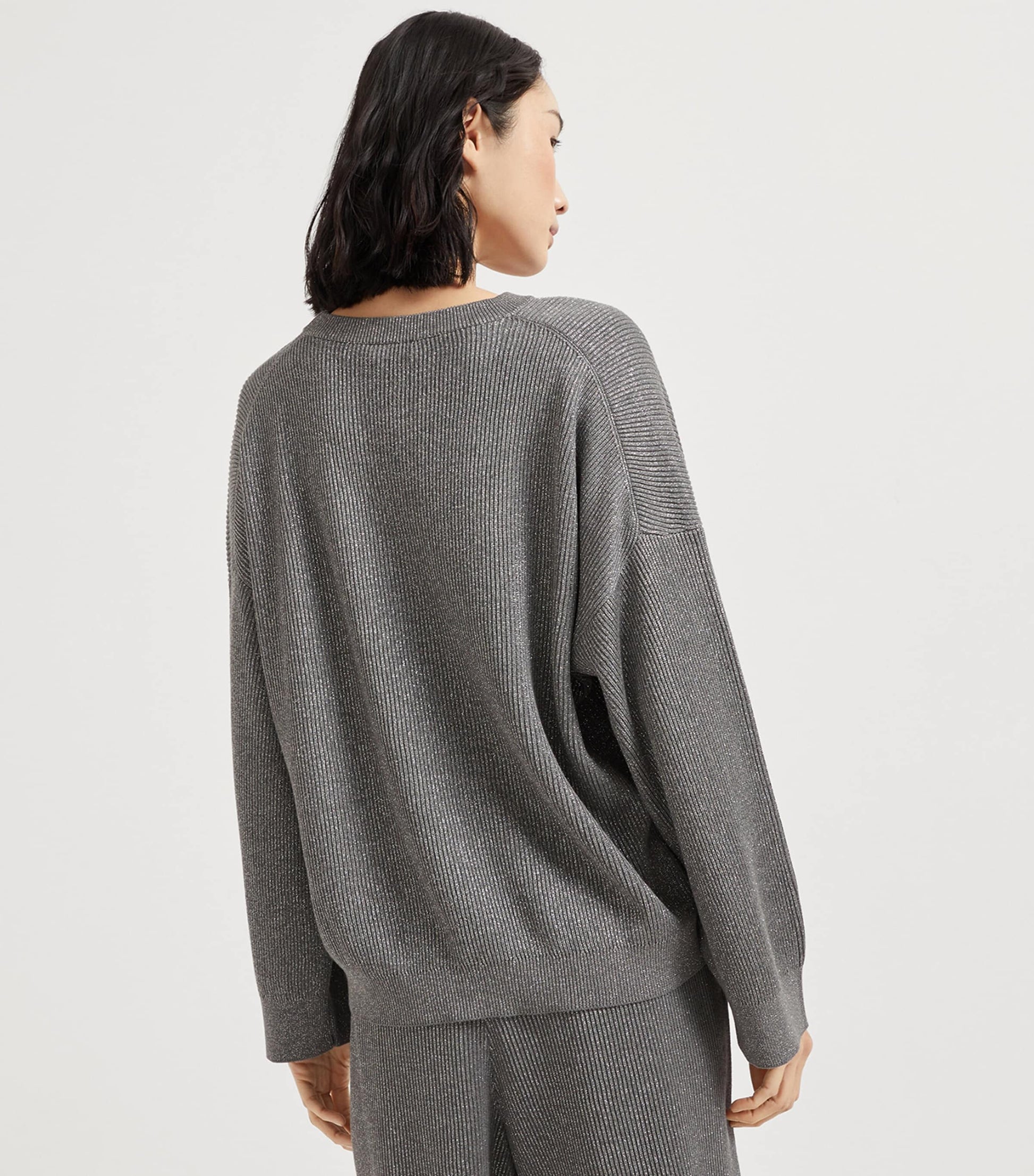 Brunello Cucinelli Grey Cotton-Blend Sparkling Vanisé Sweater