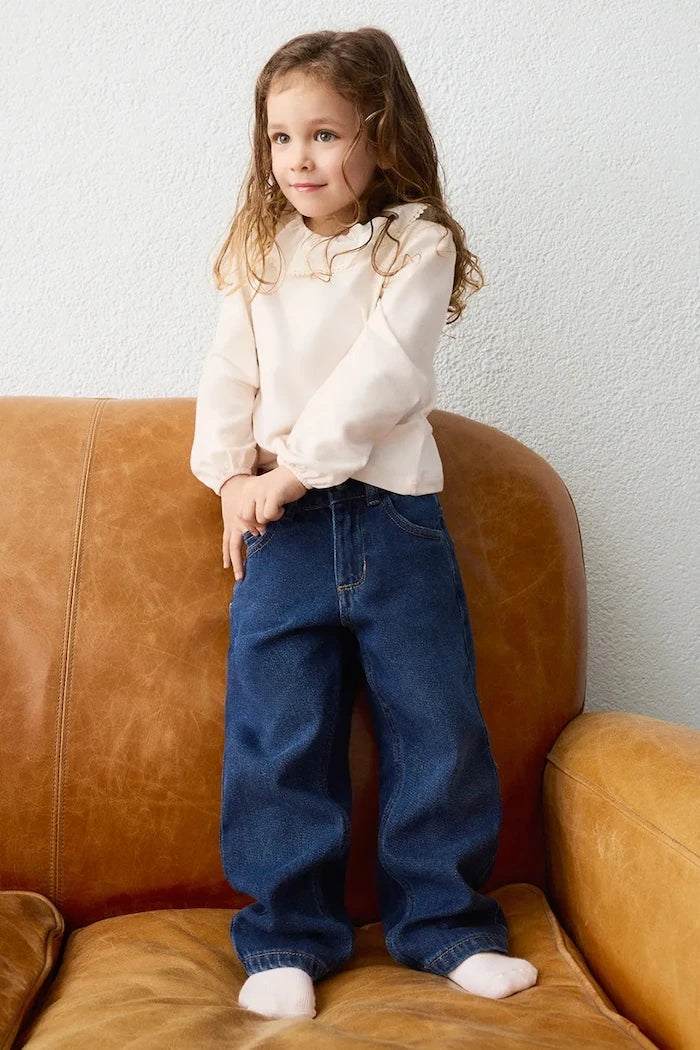 Çocuklar için wide leg kot pantolon