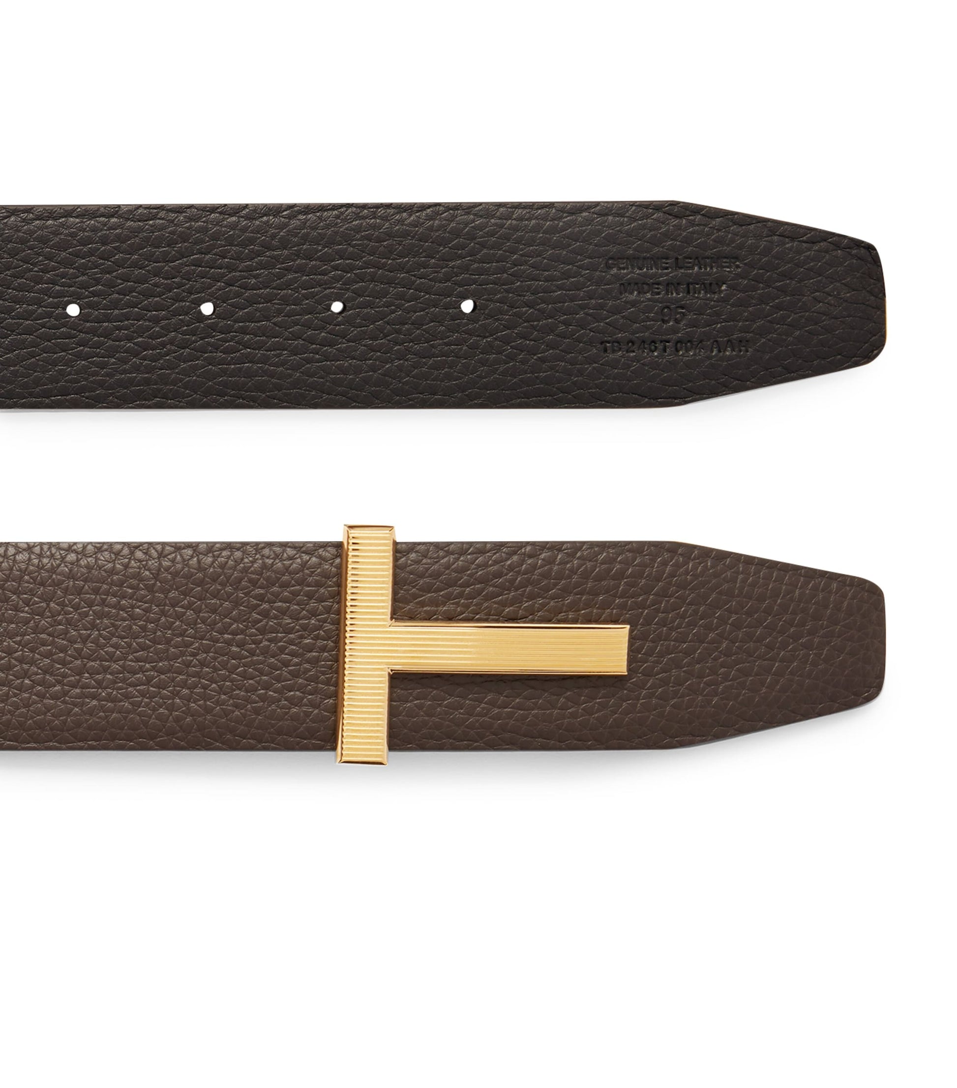 Leather Reversible T Ridge Belt