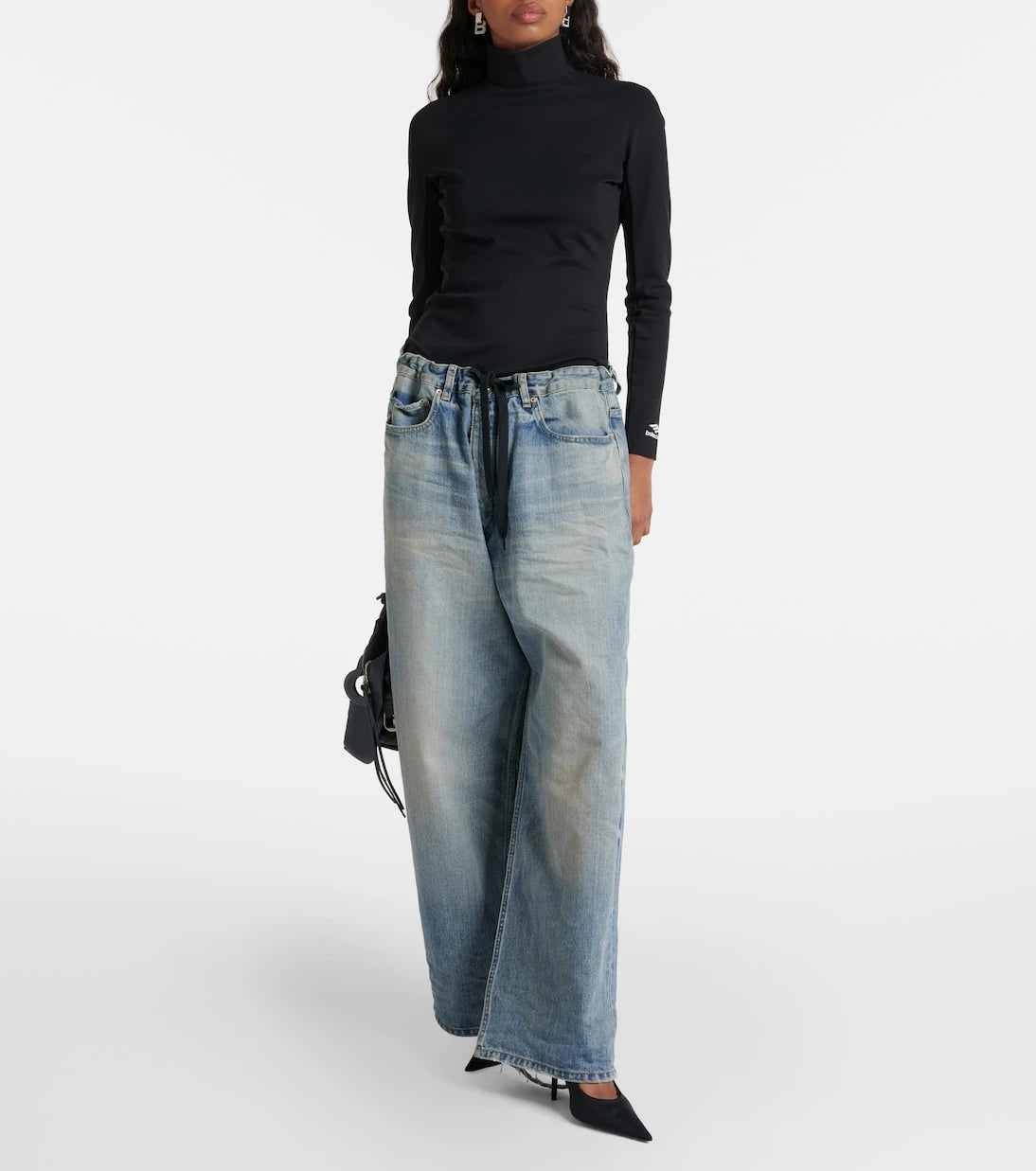 Balenciaga - جينز واسع الساق بخصر متوسط الارتفاع