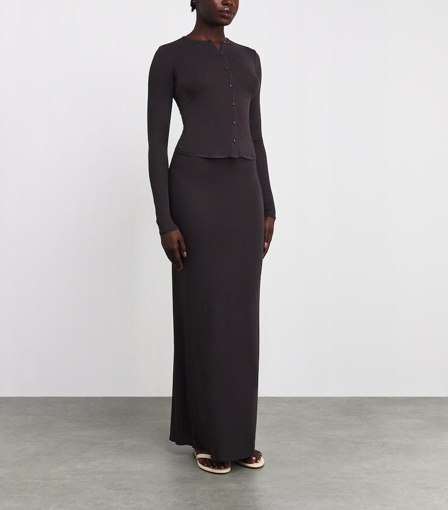 Skims Burgundy Sheer Modal Cardigan