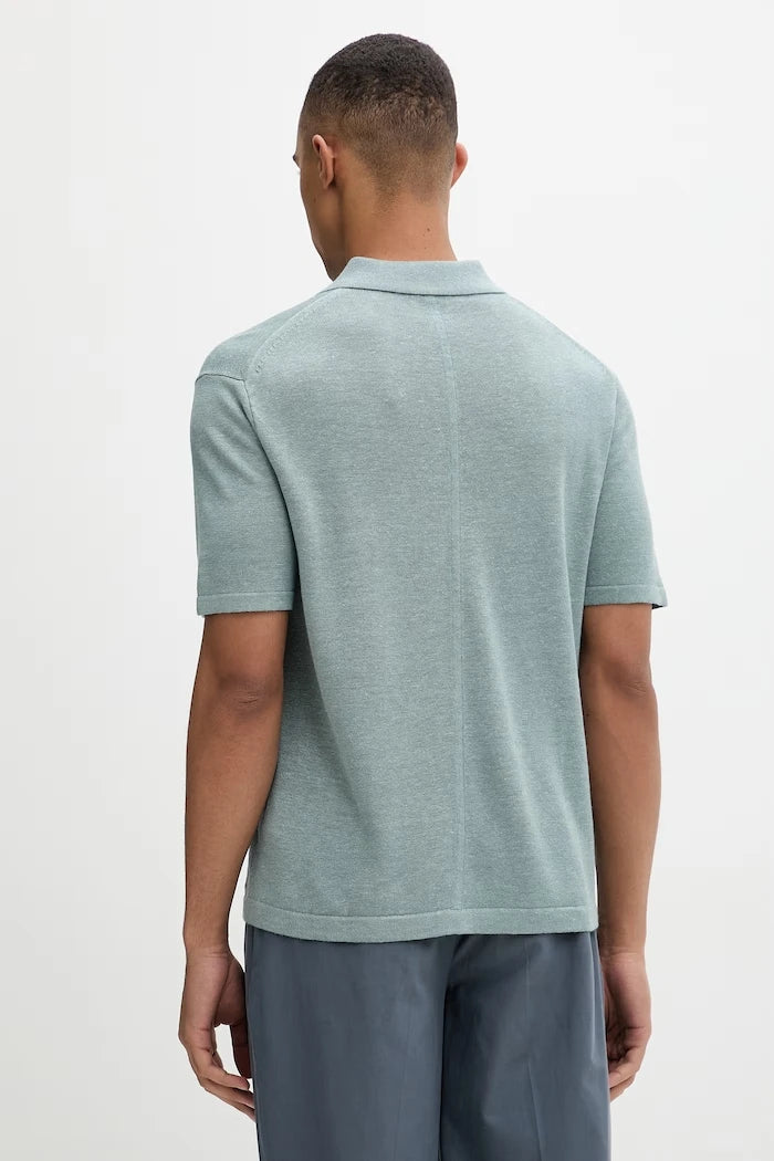 Calvin Klein erkek polo yaka kazak tipi tişört, keten karışımlı