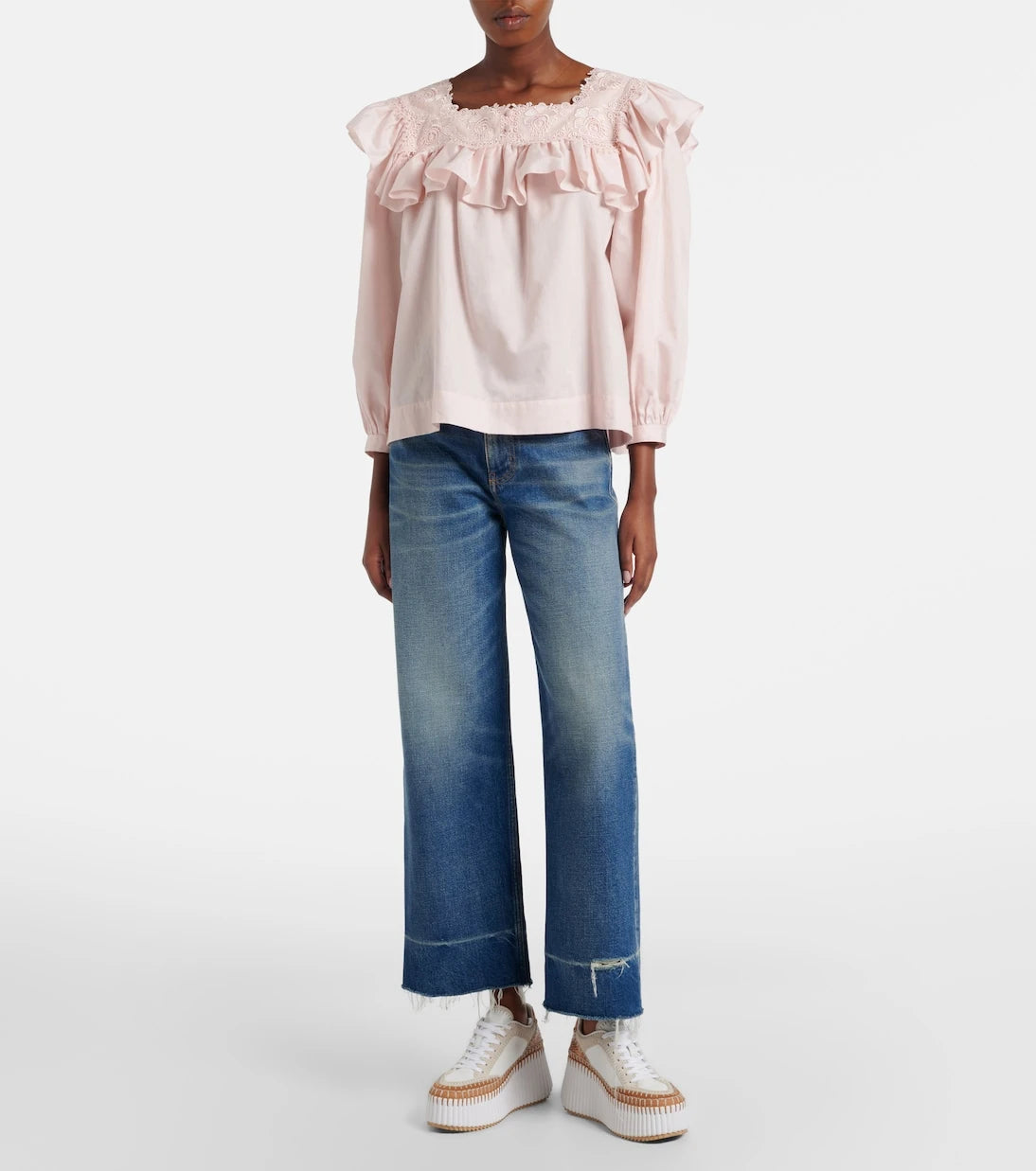 Chloé - Nama leather-trimmed platform sneakers