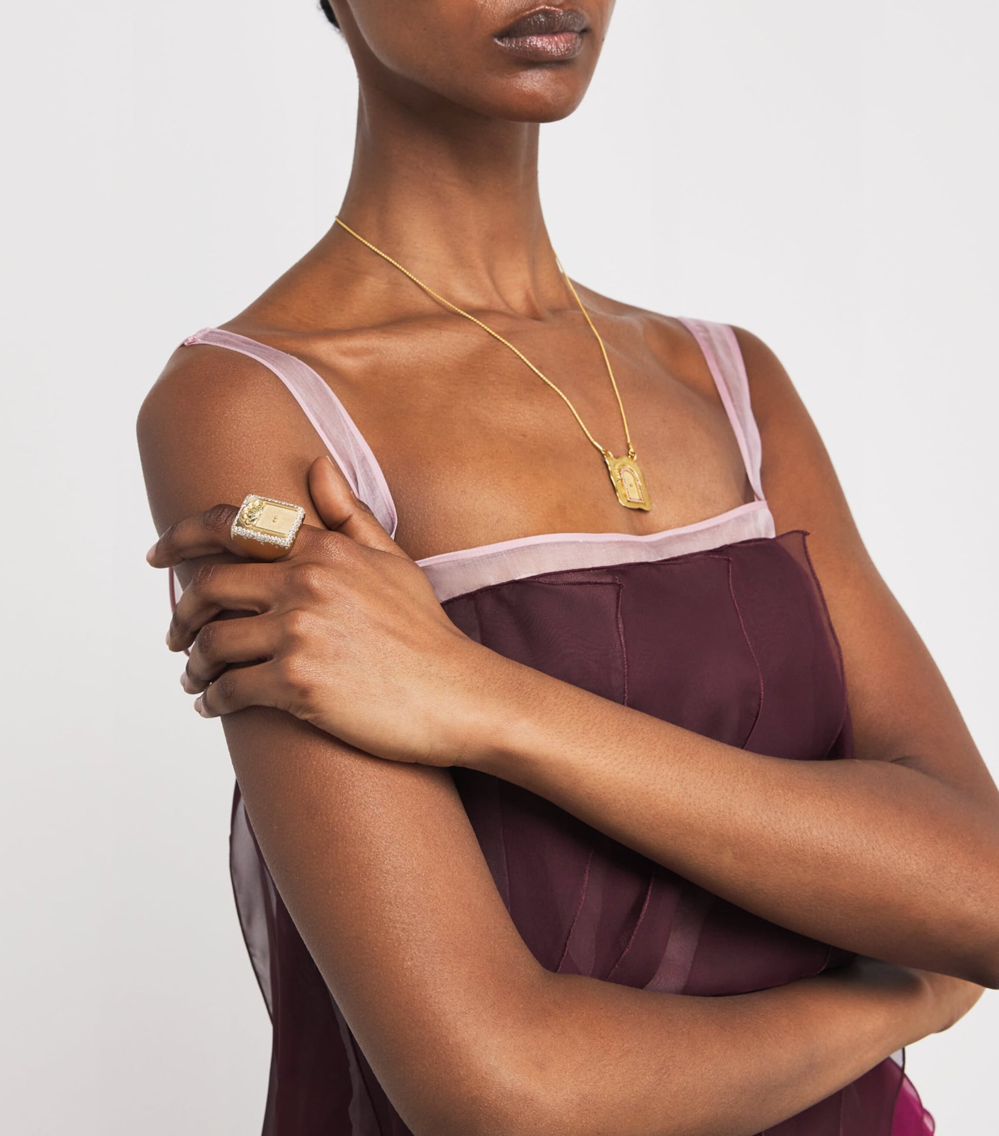 Nada Ghazal Yellow Gold and Pink Sapphire Doors of Self Love Necklace