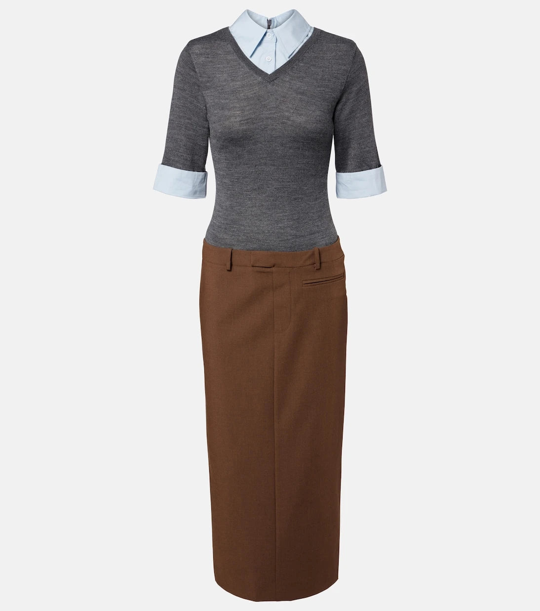 Staud - Layered wool-blend midi dress