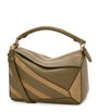 LOEWE Green Small Leather-Suede Puzzle Top-Handle Bag