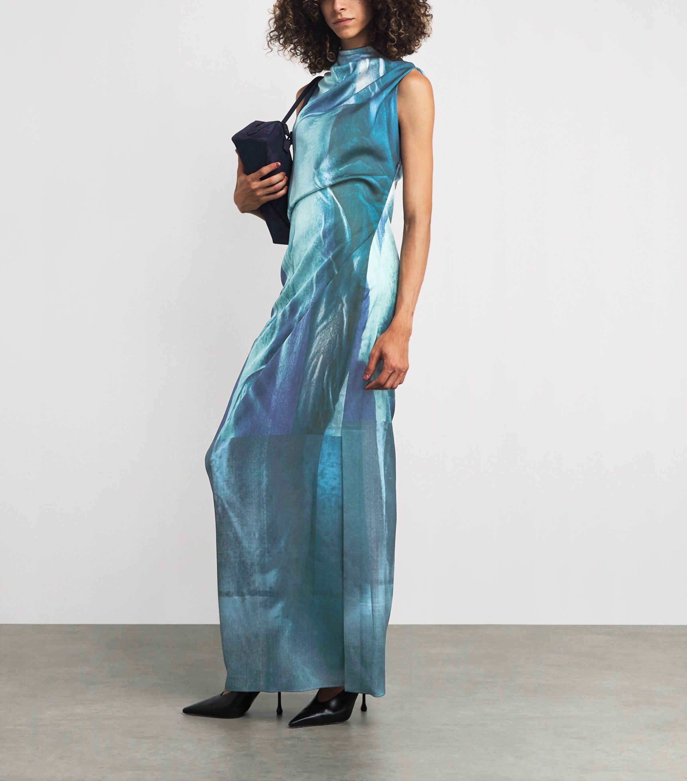 Jean Paul Gaultier Blue Draped Water Maxi Dress