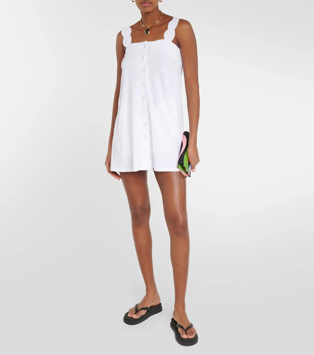 Marysia - Scalloped cotton blend minidress