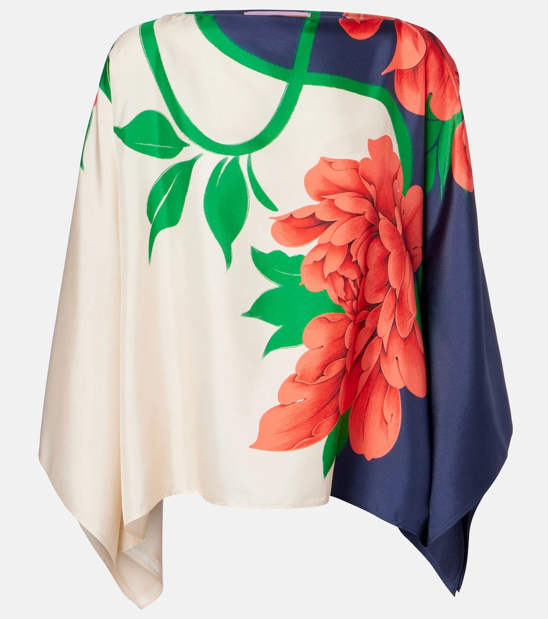 La DoubleJ - Square floral silk twill top