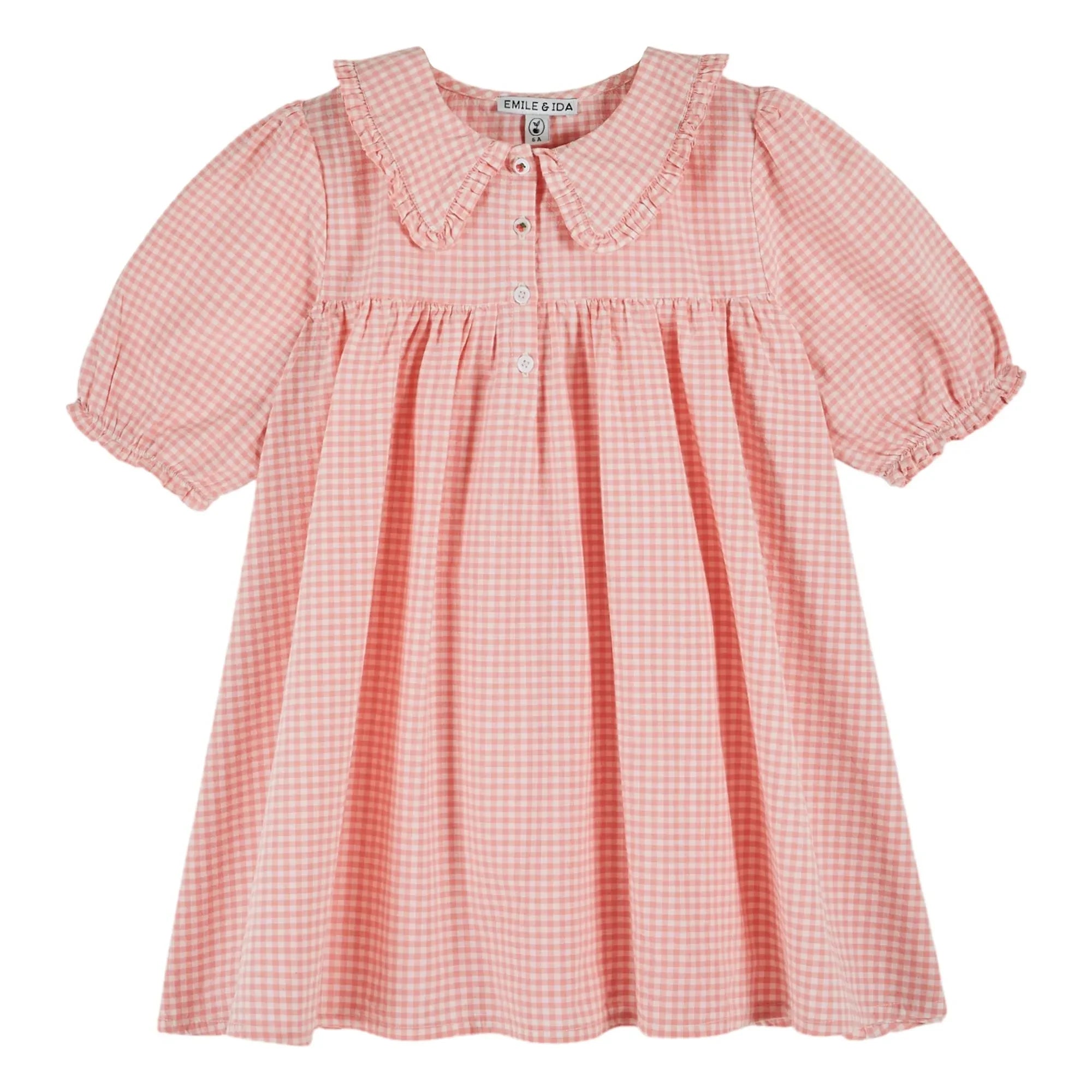 Emile et Ida - Organic cotton gingham maxi dress | Pink