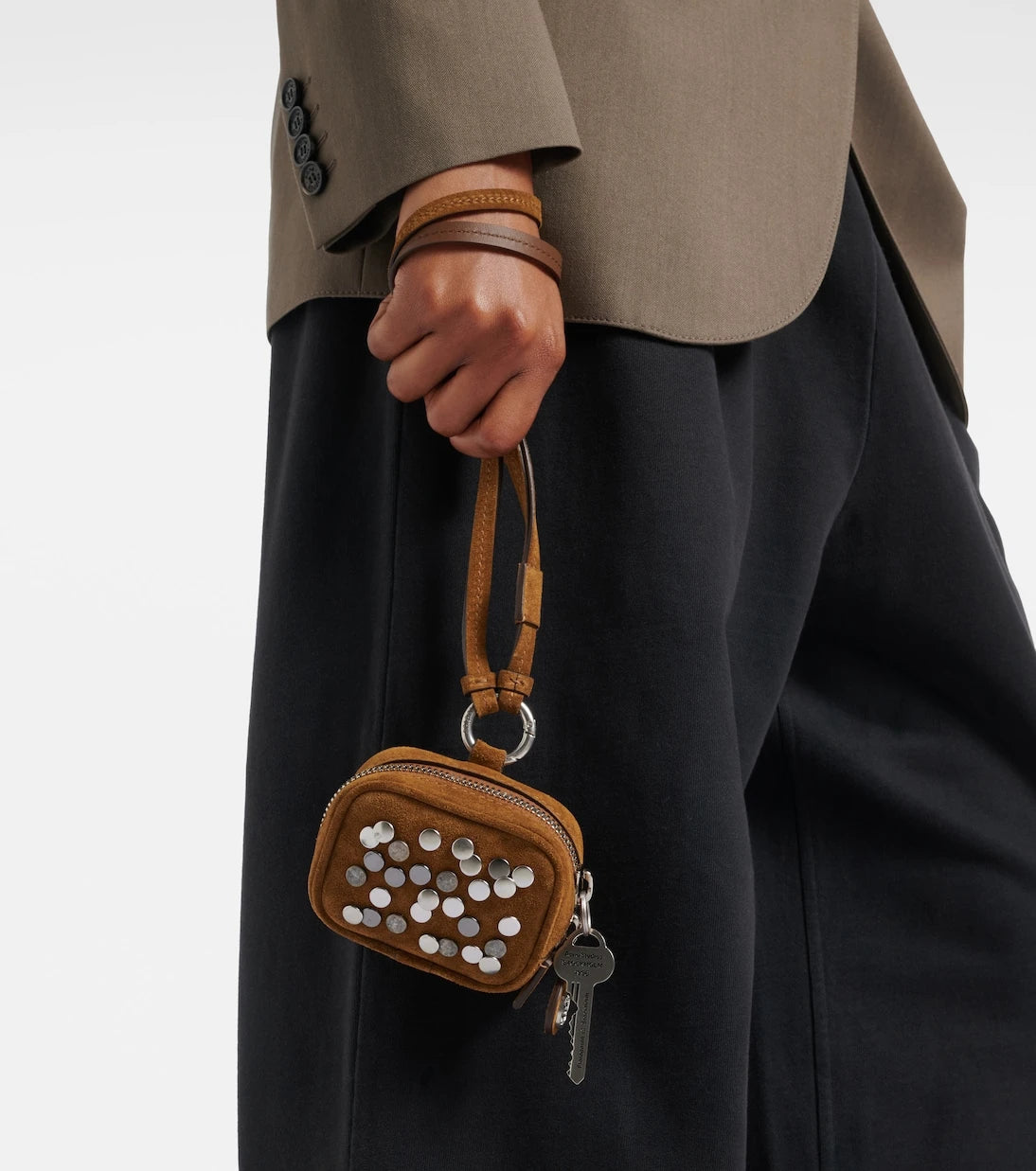 Acne Studios - Camero Clip embellished suede AirPods case