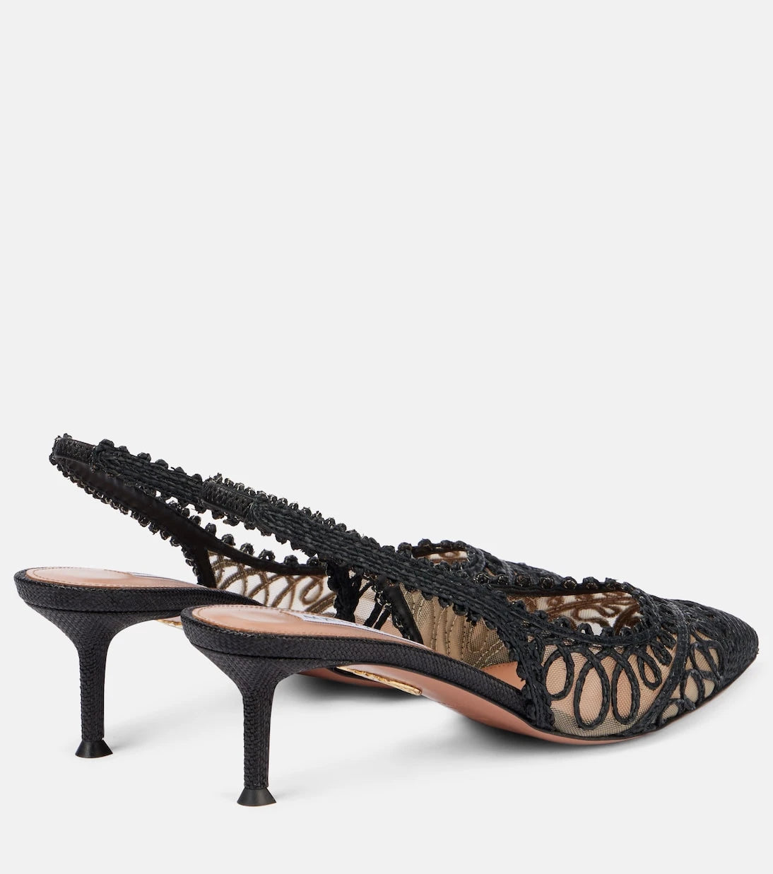 Aquazzura - Kahlo 50 raffia-effect slingback pumps