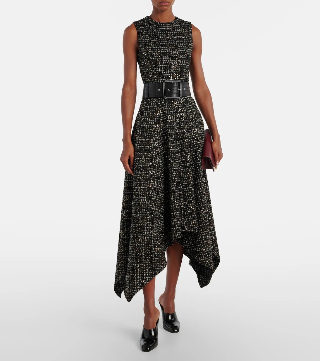 Safiyaa - Okimi sequined tweed midi dress