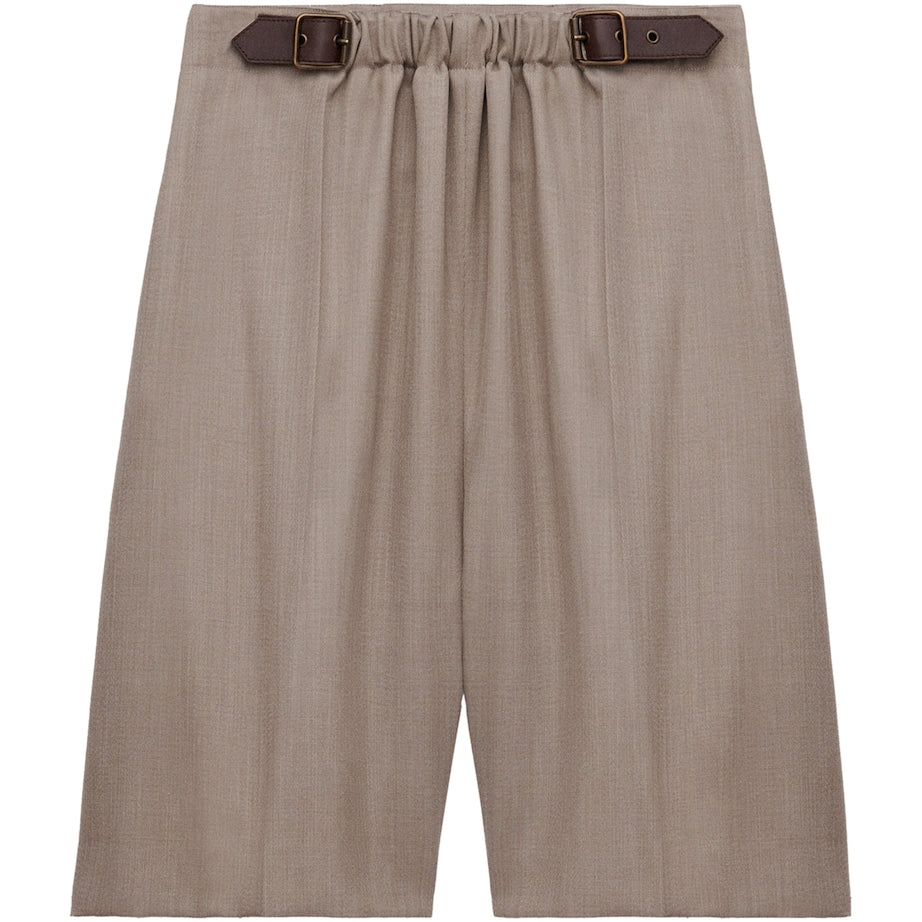 Nude Wool Buckled Shorts