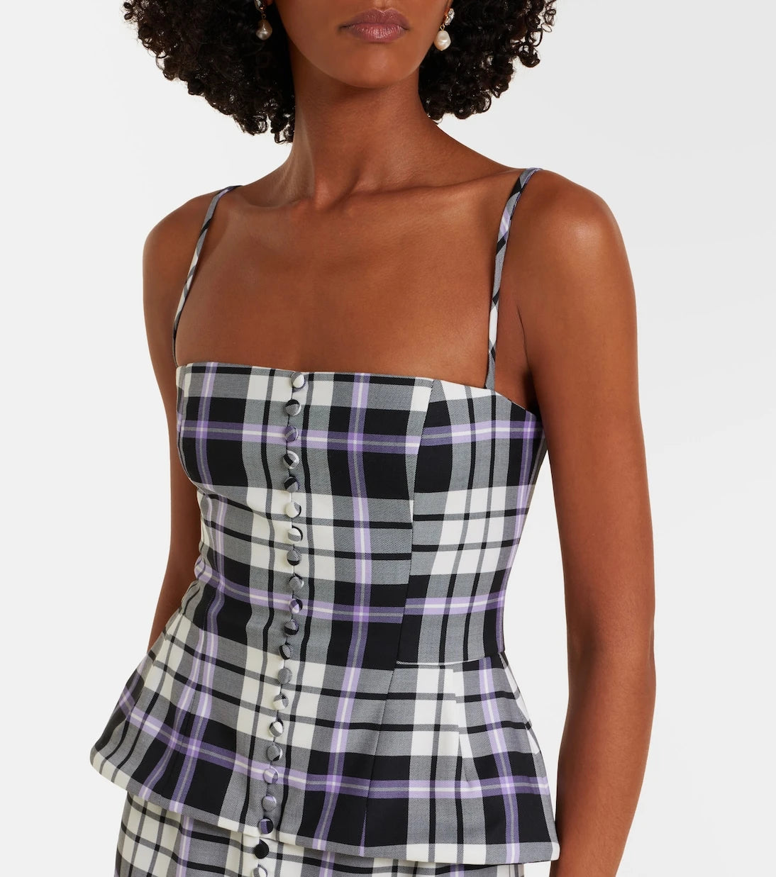Carolina Herrera - Checked trompe l’œil wool midi dress