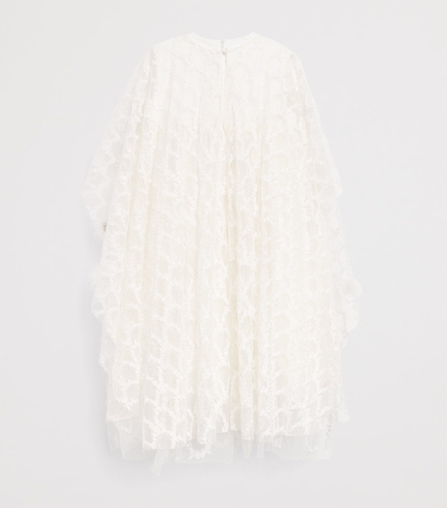 MAISON AVA White Embellished Dress with Cape (2-14 Years)
