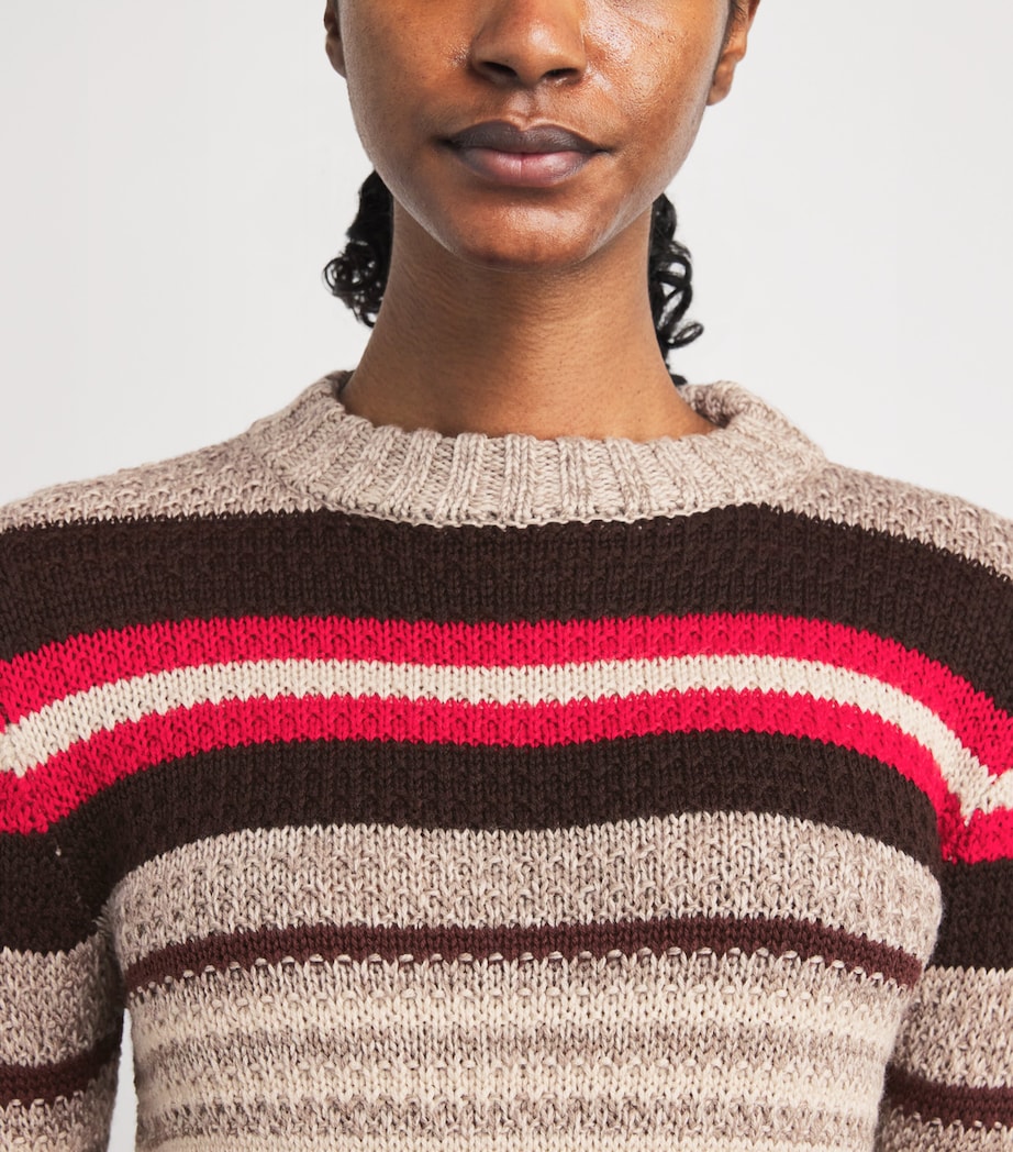 Red Virgin Wool Striped Sweater