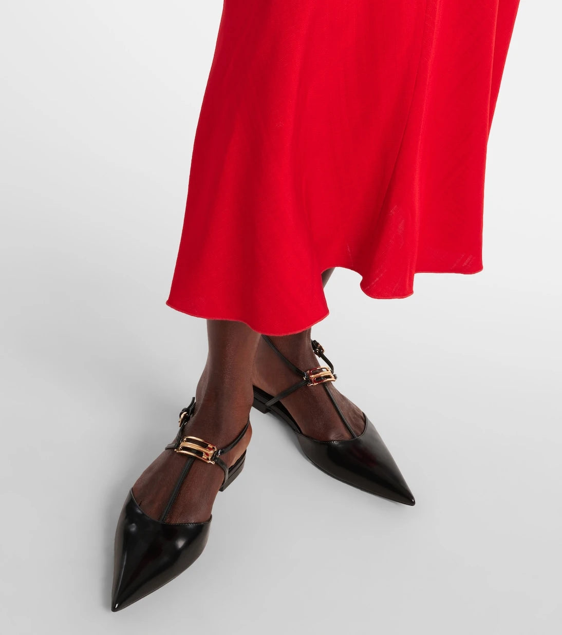Victoria Beckham - B Buckle leather slingback flats