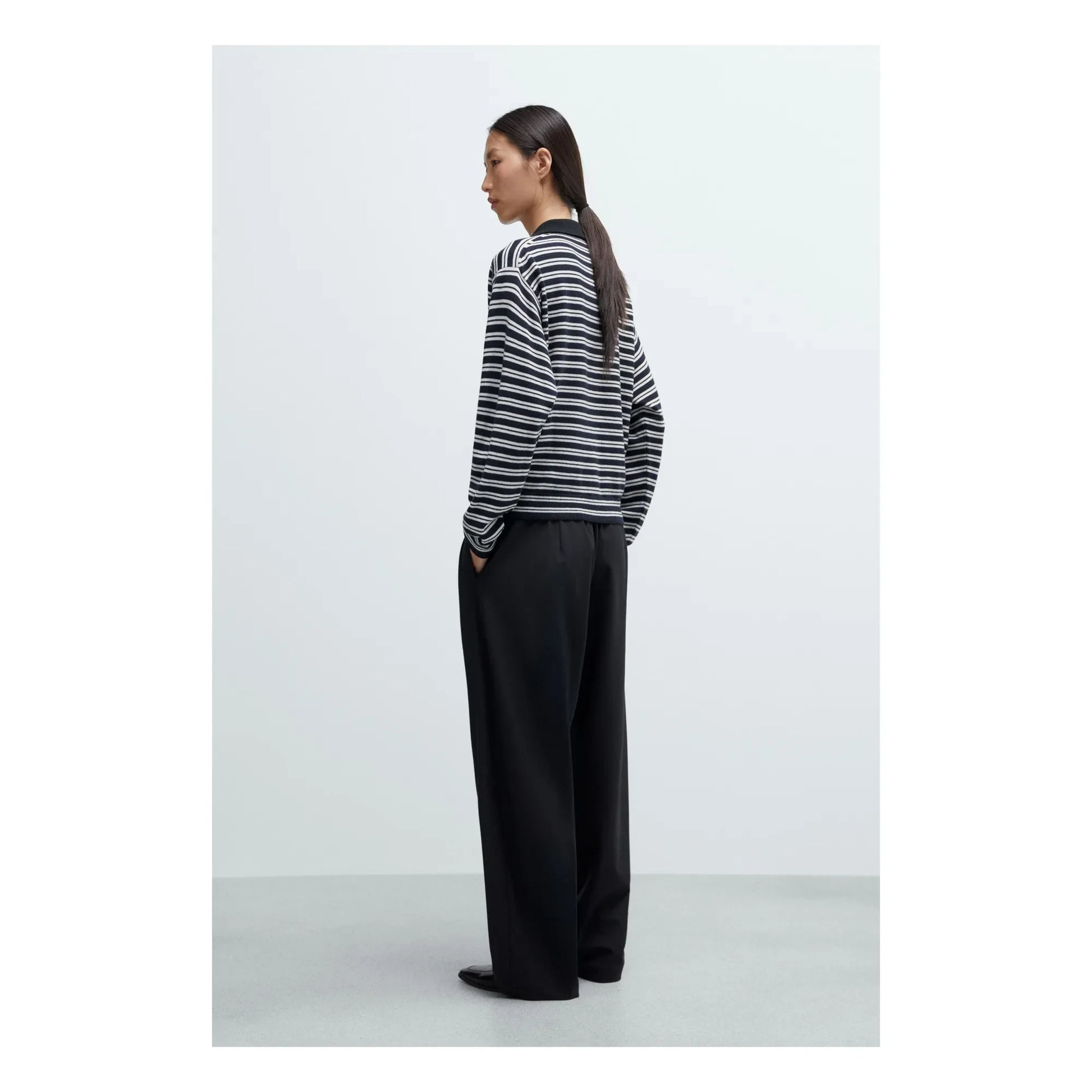 Cordera - Striped Merino Wool Polo Shirt | Navy blue