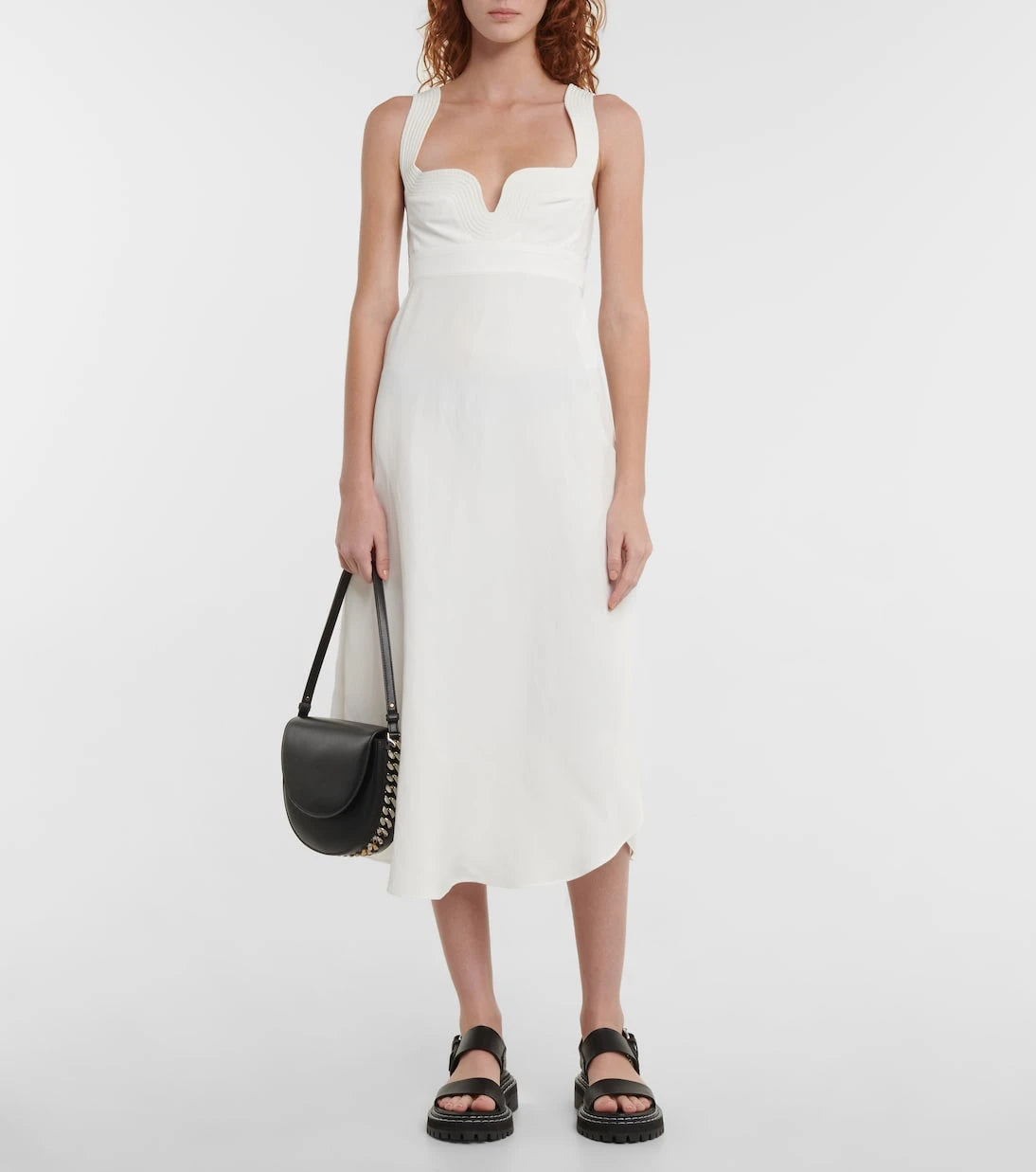 Stella McCartney - Piped asymmetric midi dress