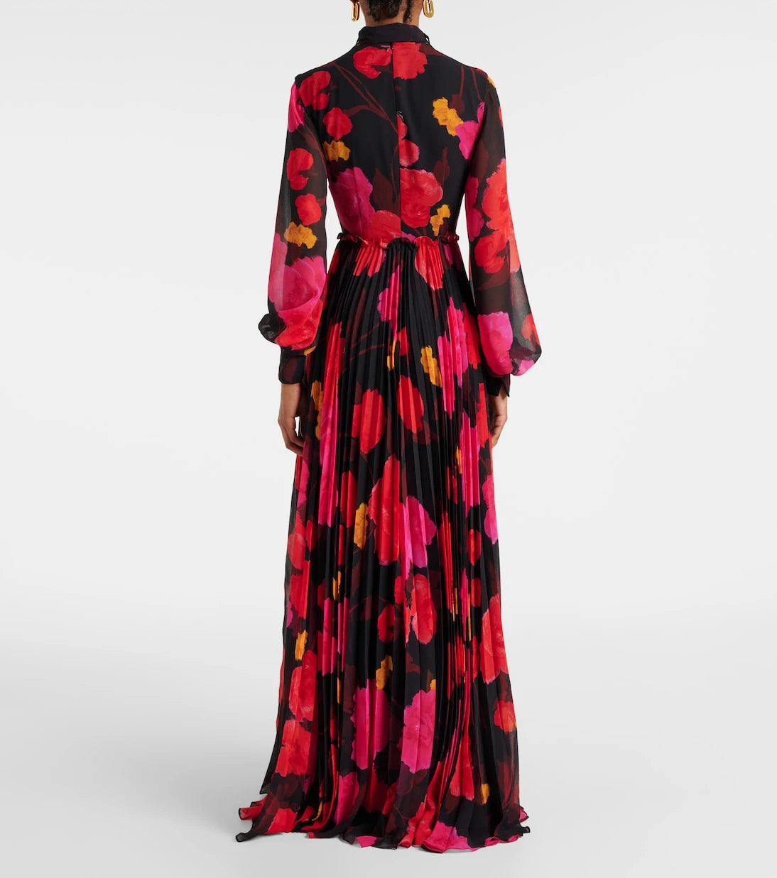 Erdem - Floral pleated voile gown