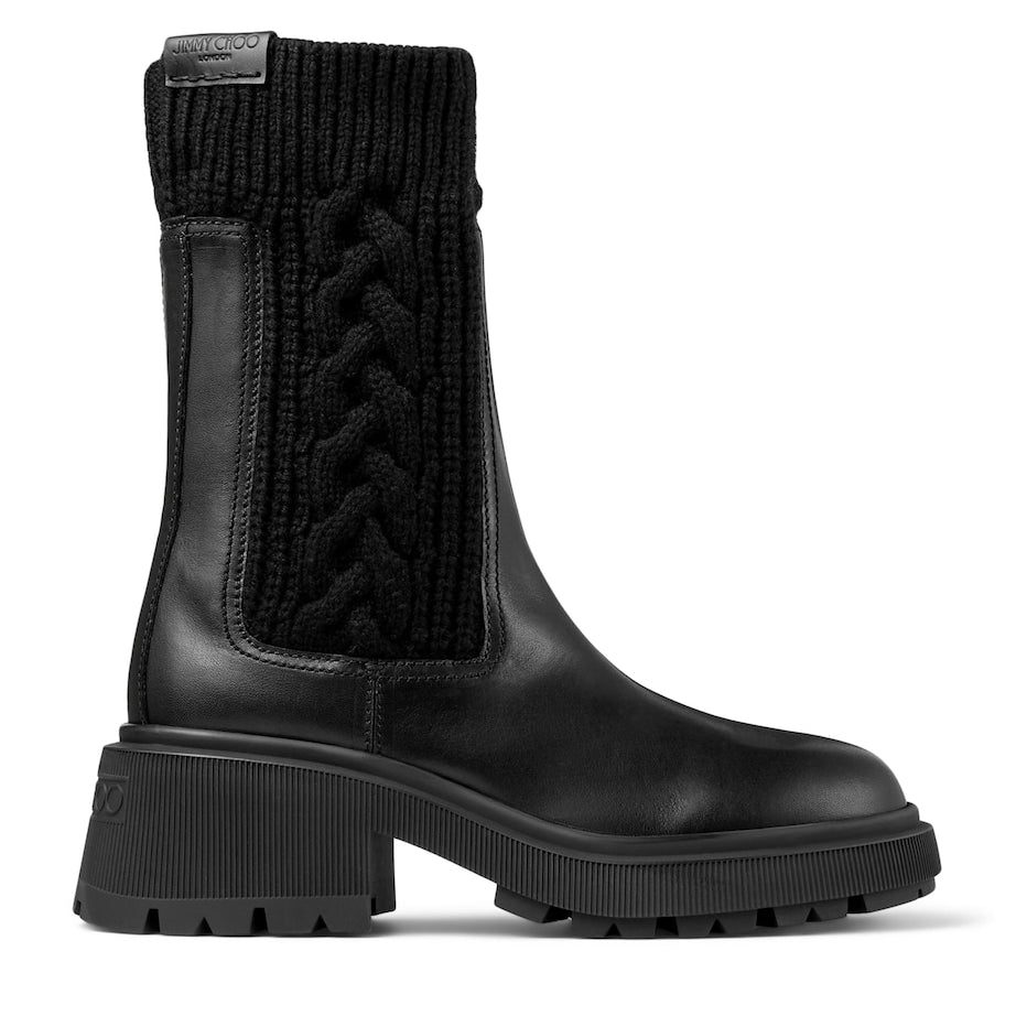 Tamia 70 Leather and Knit Boots