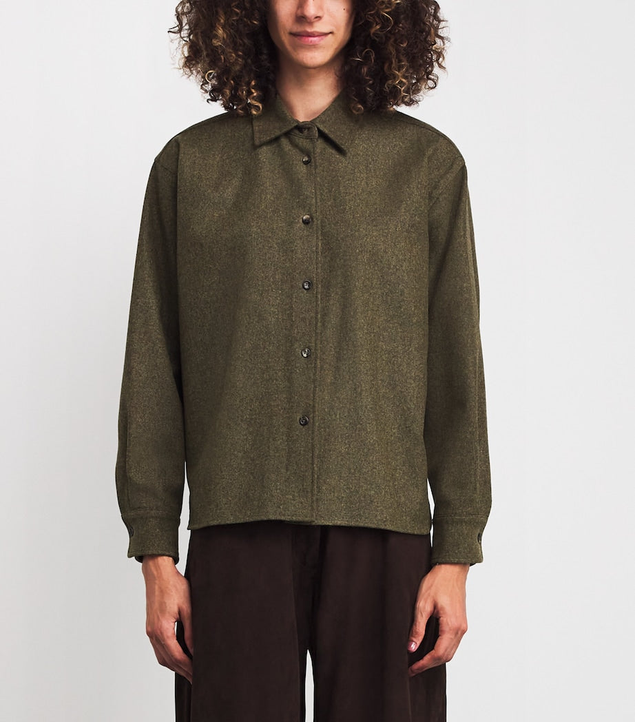 Max Mara Green Wool Collared Cardigan