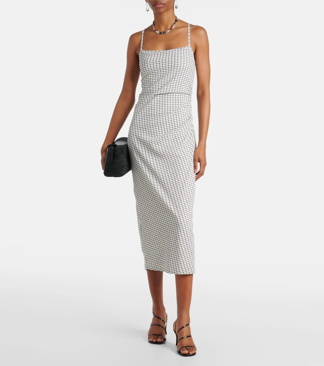 Vince - Checked ruched midi dress