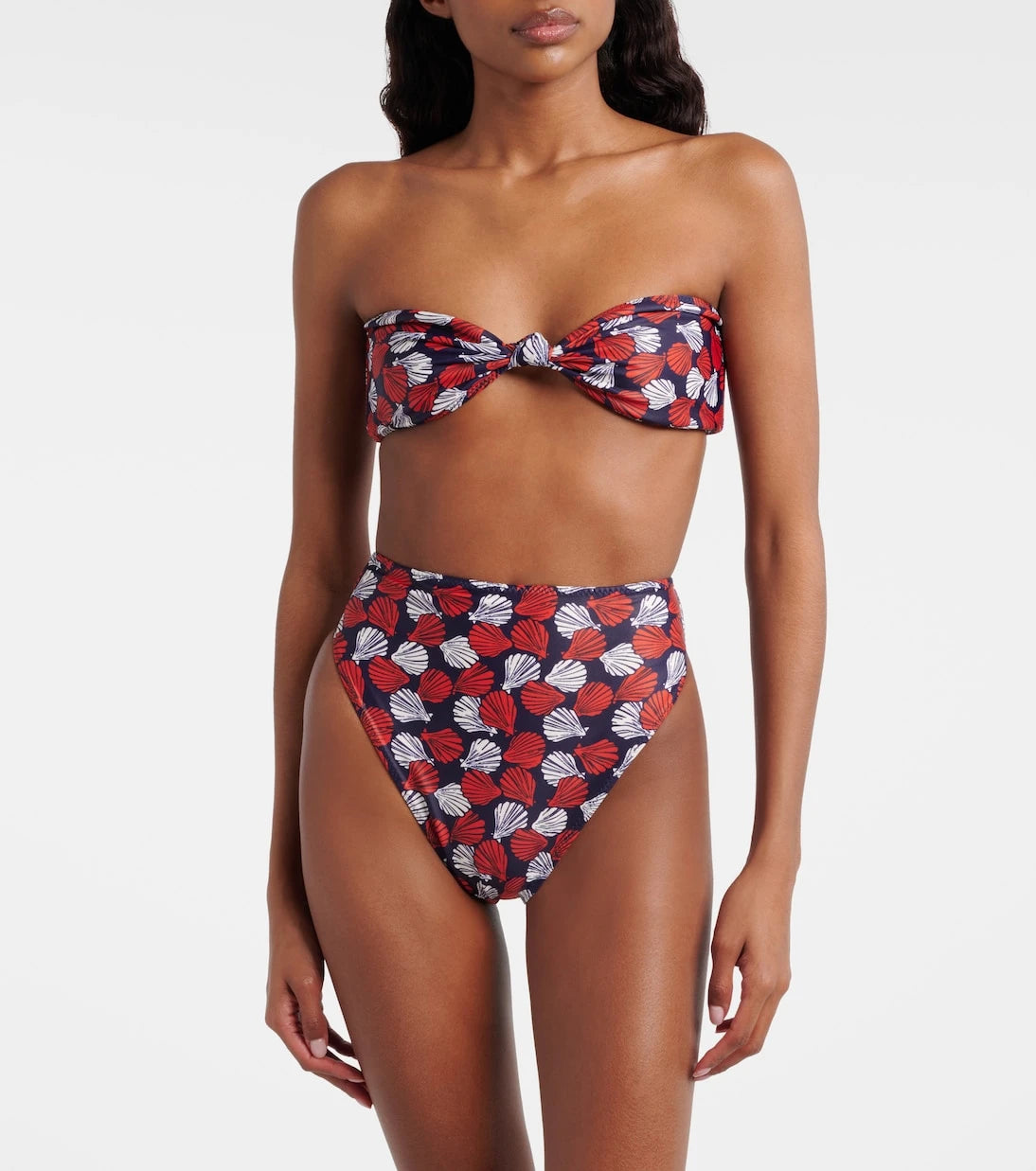 Same - Knotted printed bandeau bikini top