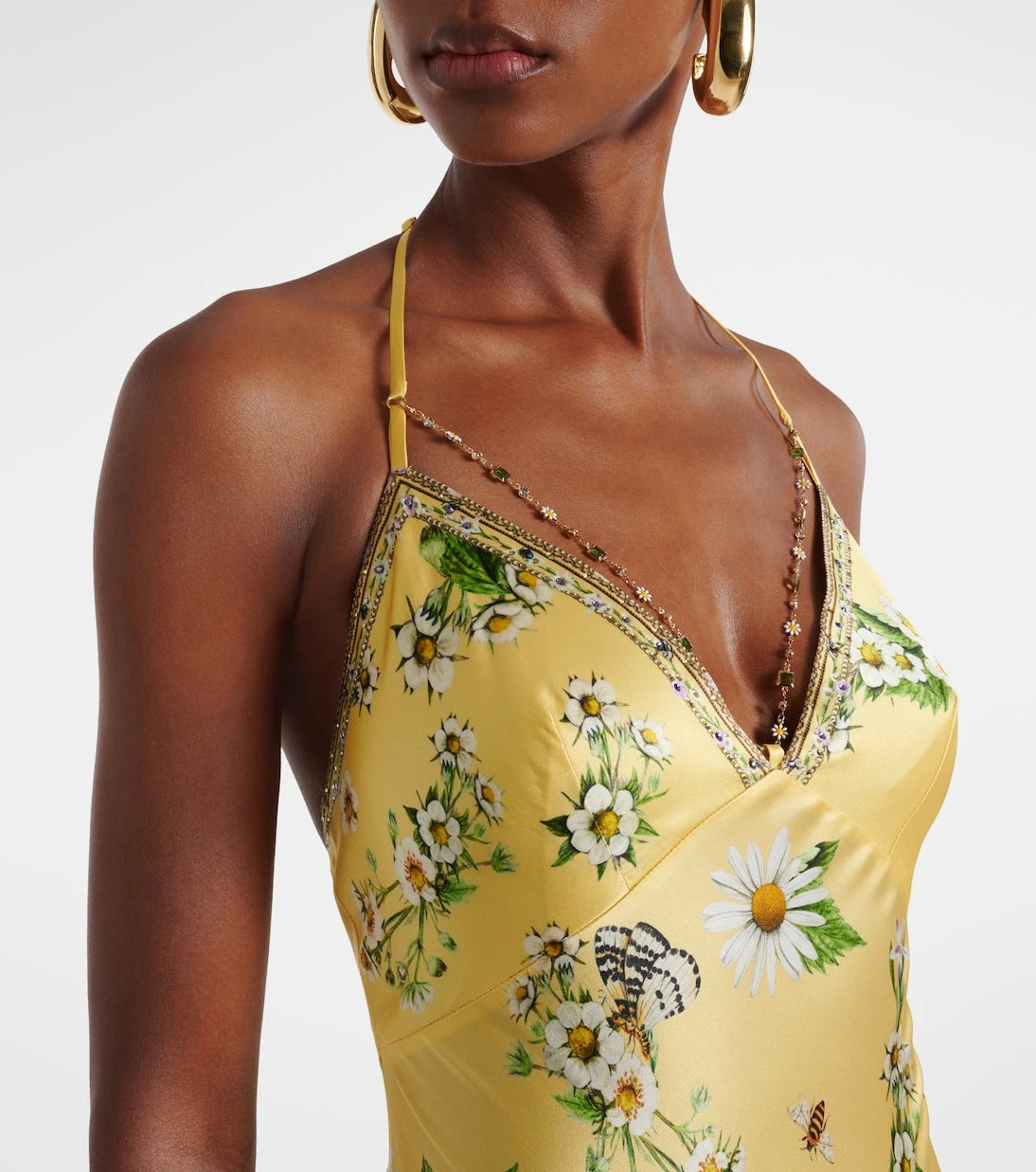 Camilla - Floral silk satin charmeuse midi dress
