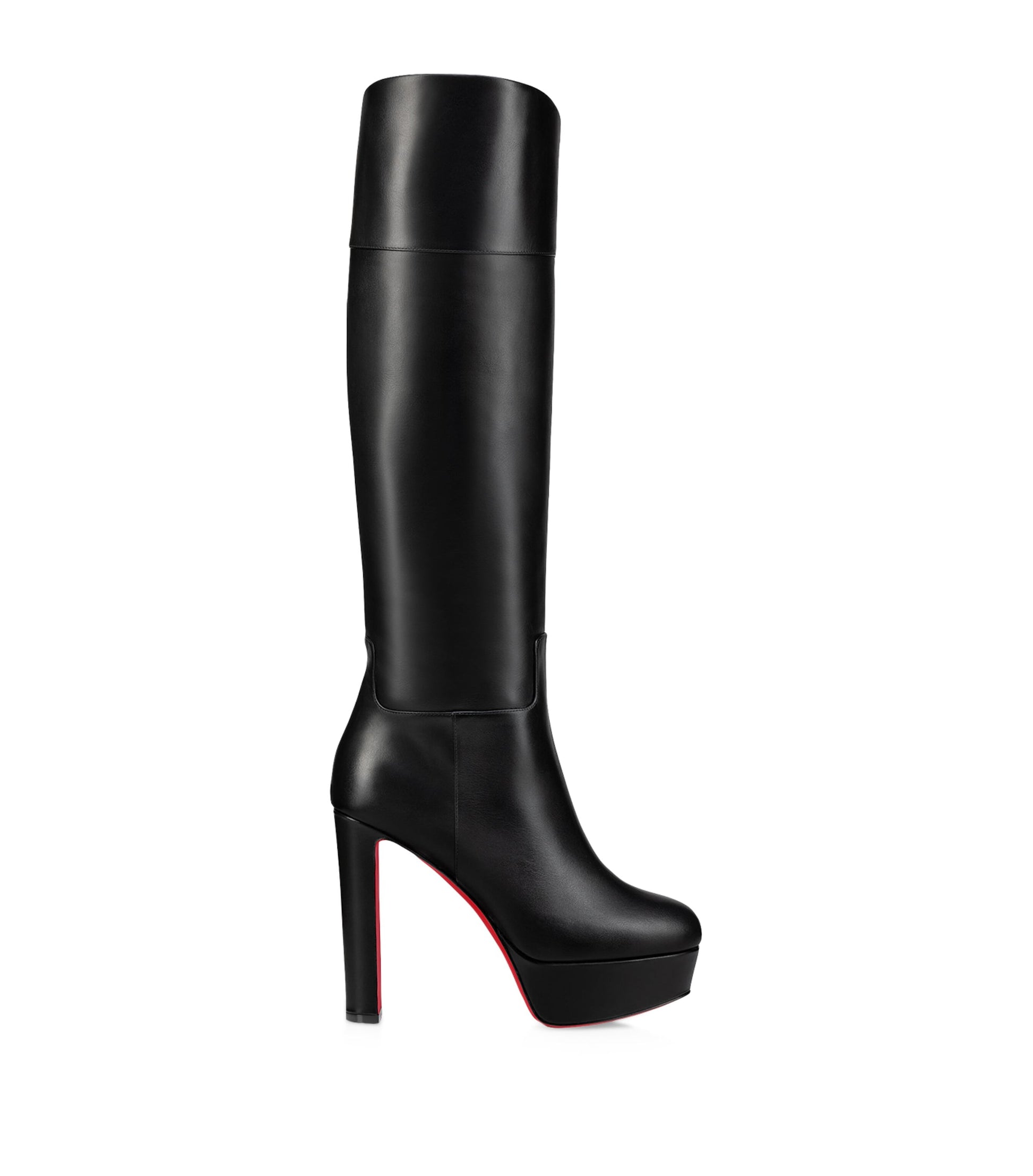 Christian Louboutin Black Loo Botta Alta Leather Knee-High Boots 130
