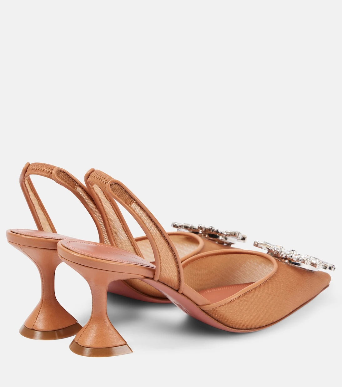 Amina Muaddi - Begum 70 embellished mesh slingback pumps