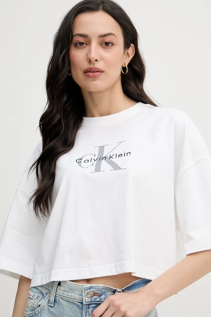 Calvin Klein Jeans къс топ дамски от памук