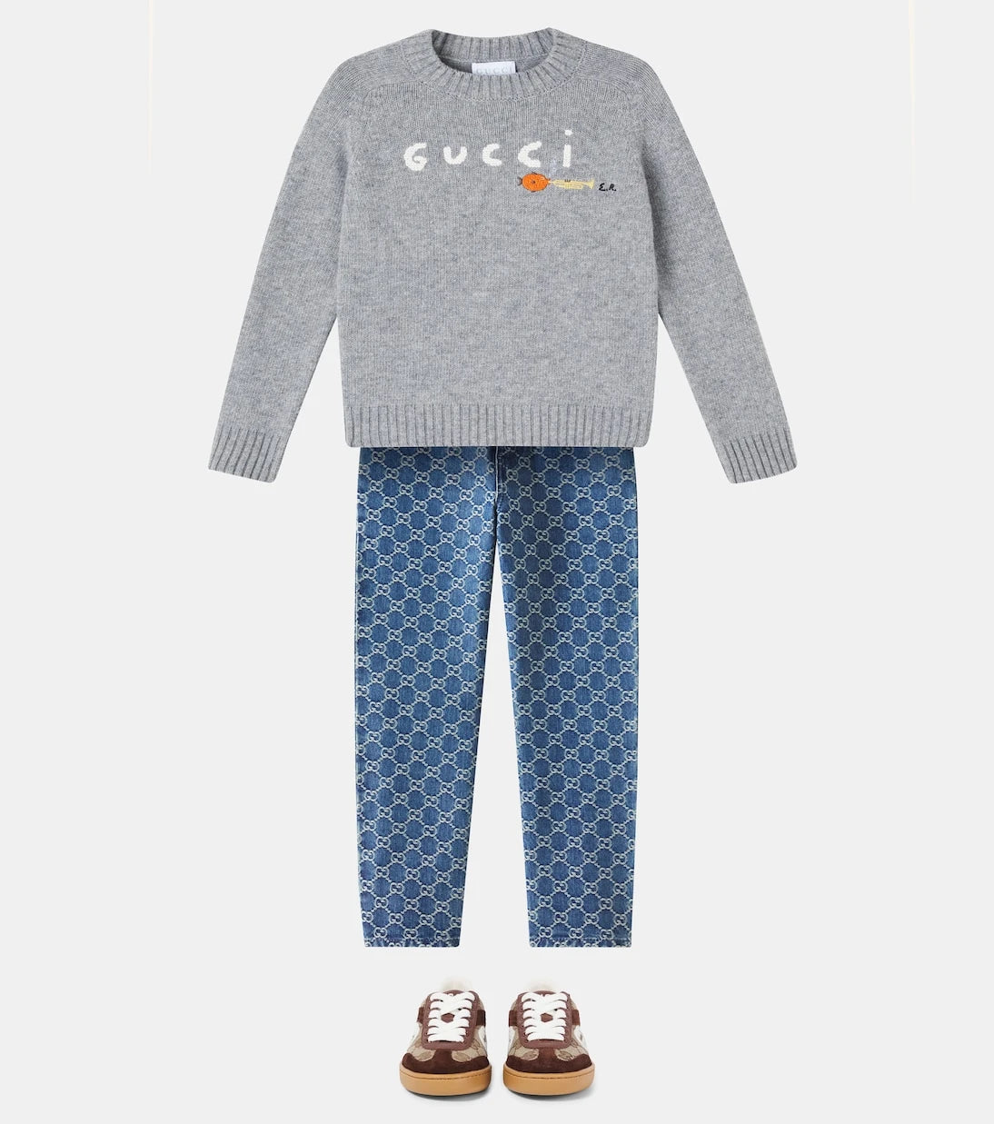 Gucci Kids - Interlocking G suede-trimmed sneakers