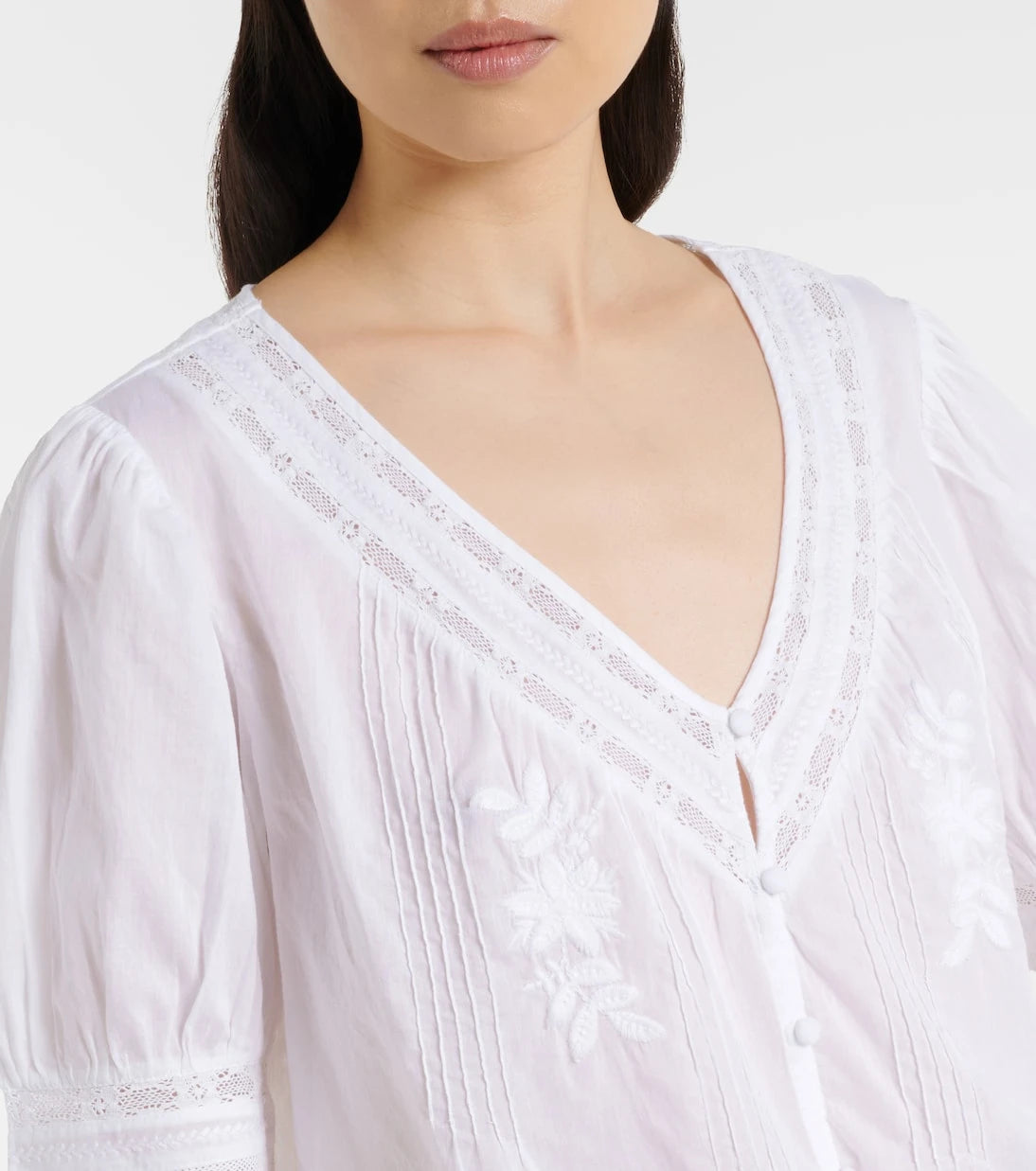 Velvet - Mavis lace-trimmed cotton blouse