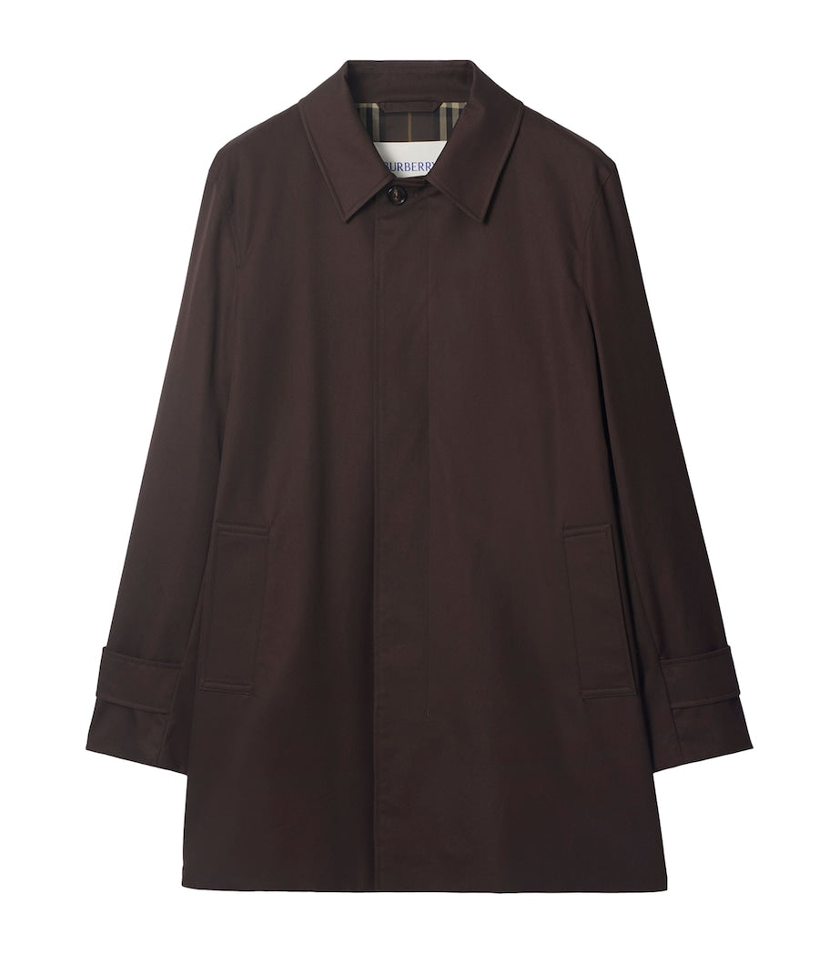 Brown Cotton Gabardine Short Car Coat