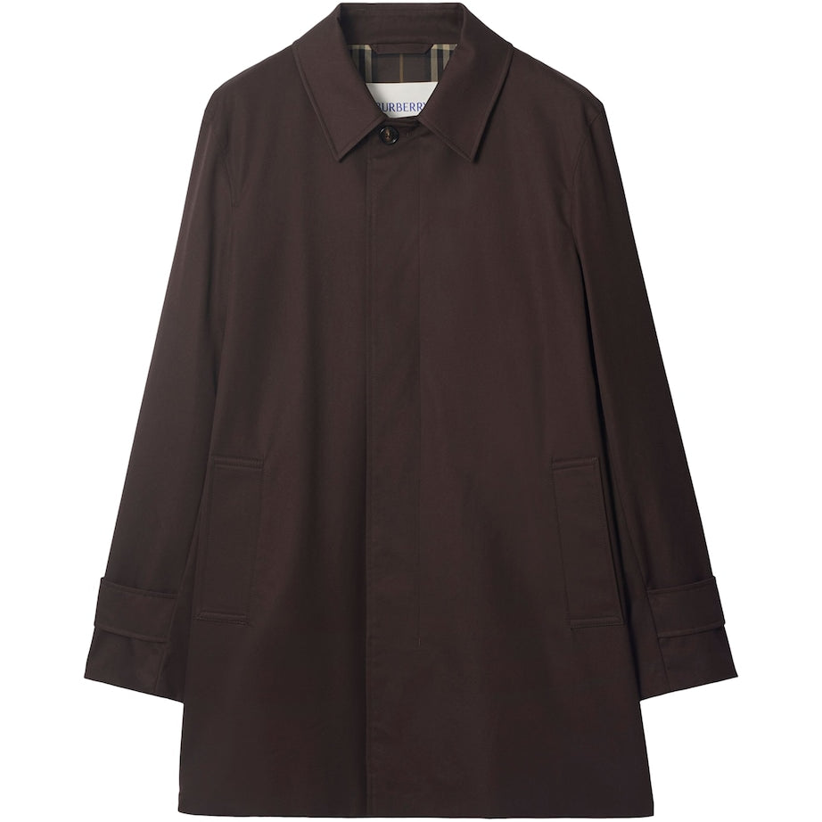 Brown Cotton Gabardine Short Car Coat