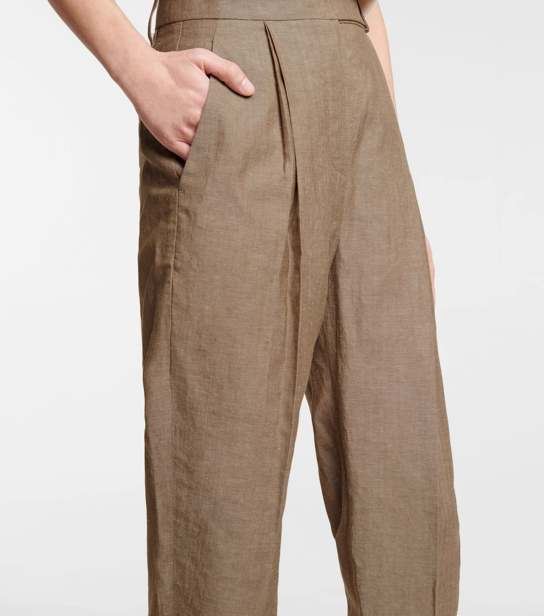 Brunello Cucinelli - High-rise straight wool and linen pants
