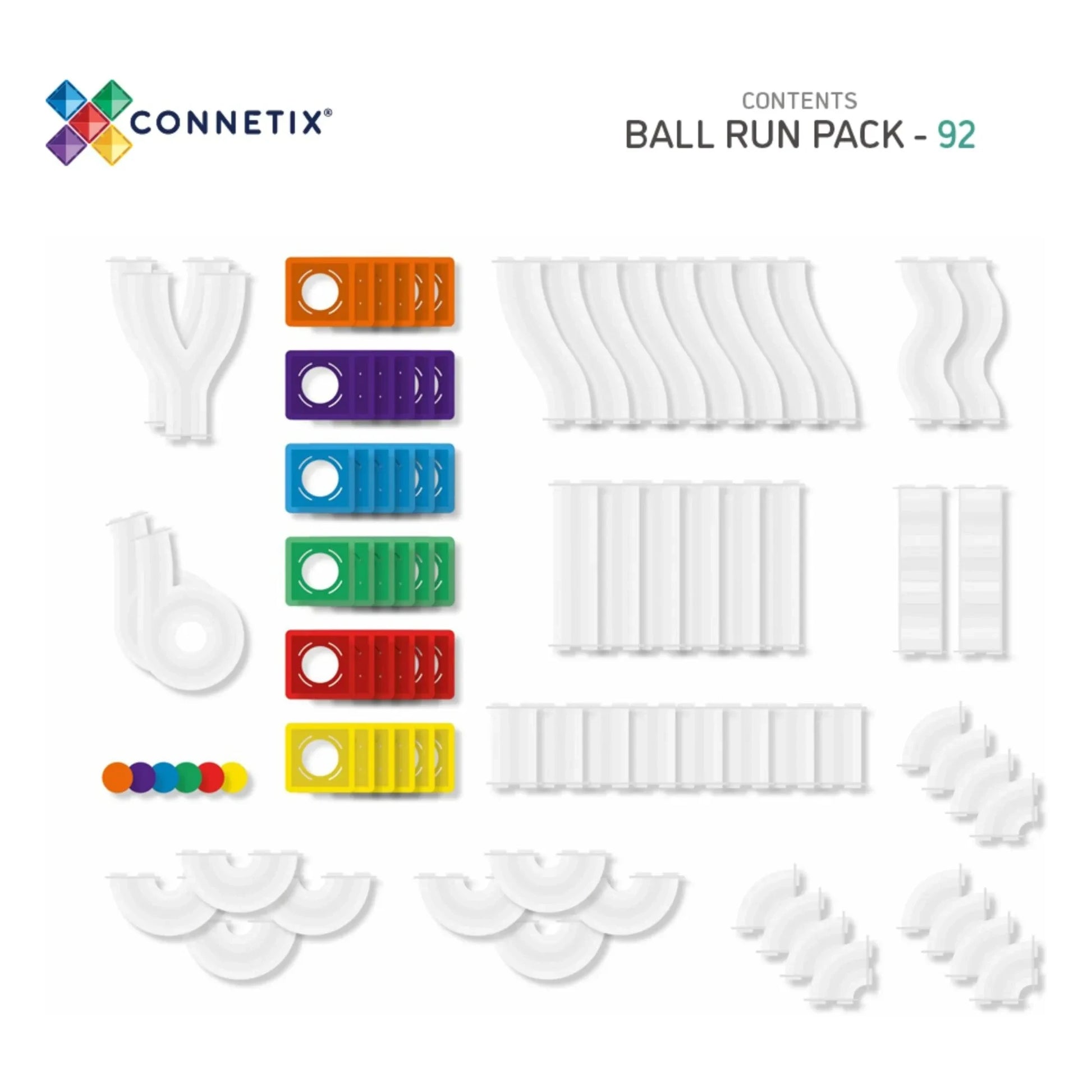 Connetix - Ball Run pack - 92 pieces | Rainbow